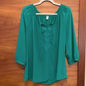 Emerald green sheer Old Navy blouse